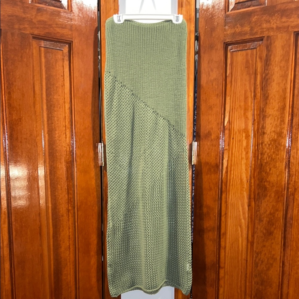 Olive Green Knit Maxi Skirt